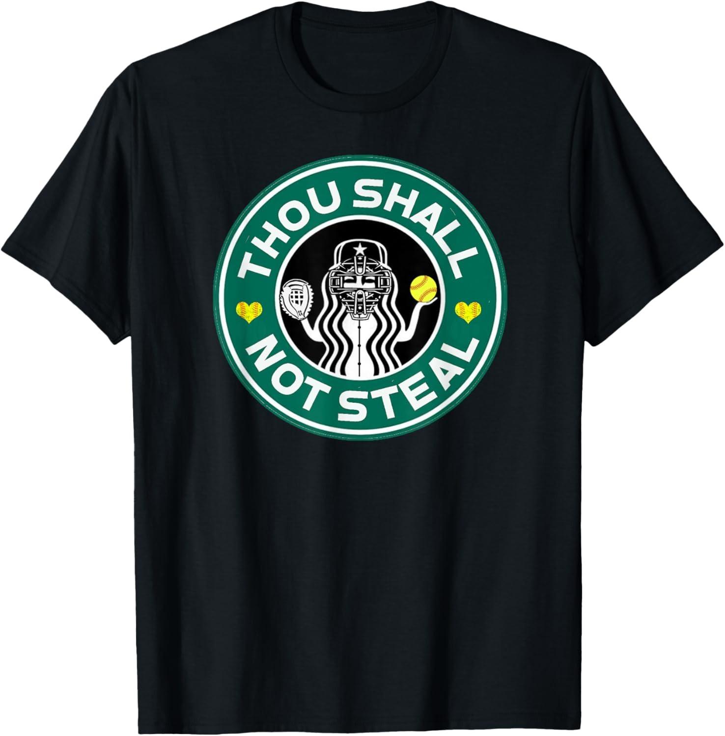 Softball Catcher Funny Sayig Thou Shall Not Steal T-Shirt S разноцветный