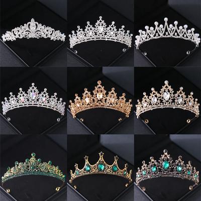 Barock Vintage Kristall Strass Tiaras und Kronen Diadems Stirnbänder für Frauen Braut Hochzeit Haar Zubehör Schmuck Band