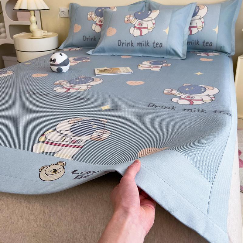 3KS Podložka z ledového hedvábí Letní ratanová podložka Letní podložka na postel Prostěradla Skládací ledové hedvábí Manželská postel Klimatizační podložka