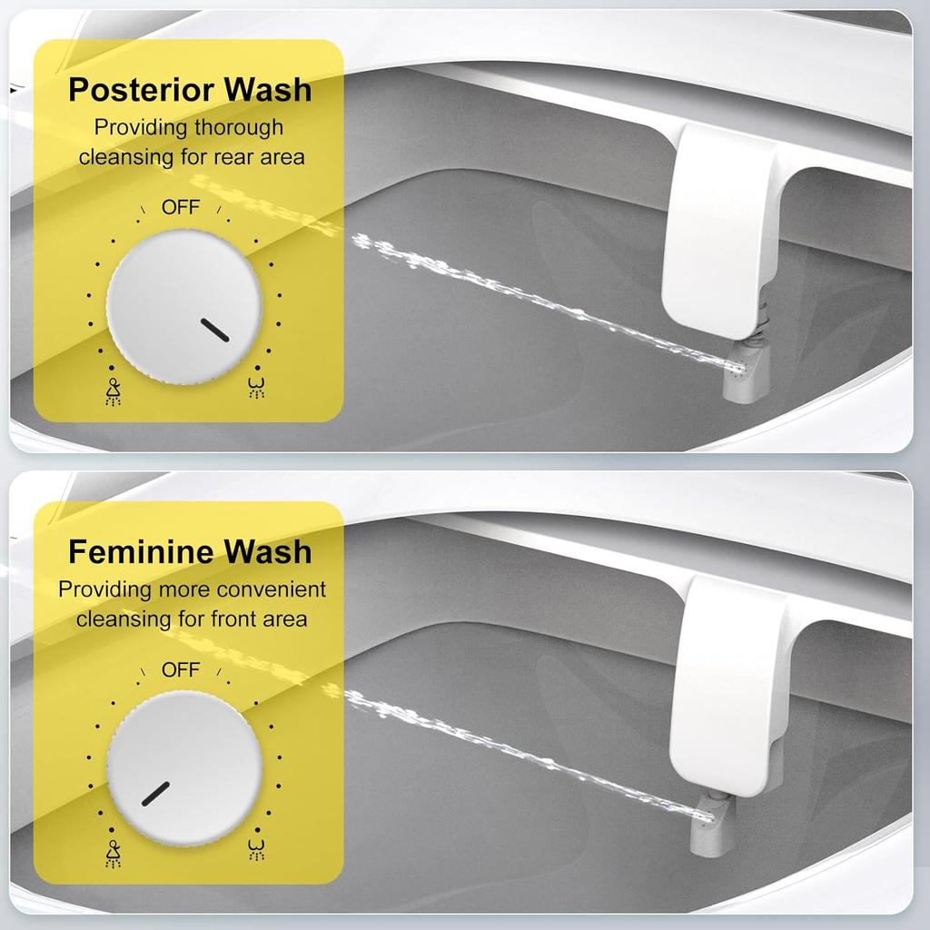Ultra Slim Bidet Attachment for Toilet Self Cleaning Dual Nozzle Non Electric Bidet Attachment for Feminine Wash