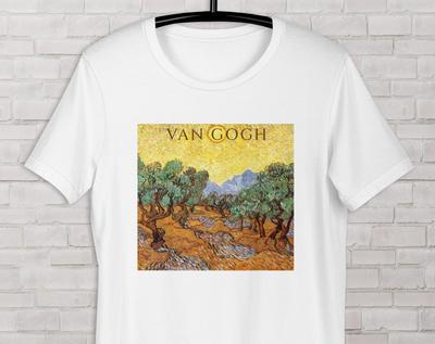 Vincent Van Gogh T-shirt Olive Trees with Yellow Sky and Sun 1889, Landscape Painting, Nature Aesthetic Tee Art Gift for Art Lover