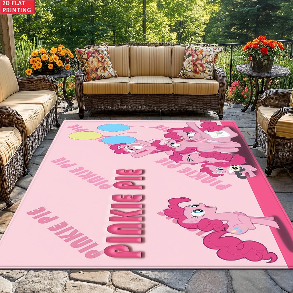 Cute Pink Cartoon Pony Area Rug, Balloon Theme Non-slip Floor Mat, Decorative Carpet for Kids Girls Bedroom, Washable Home Gift