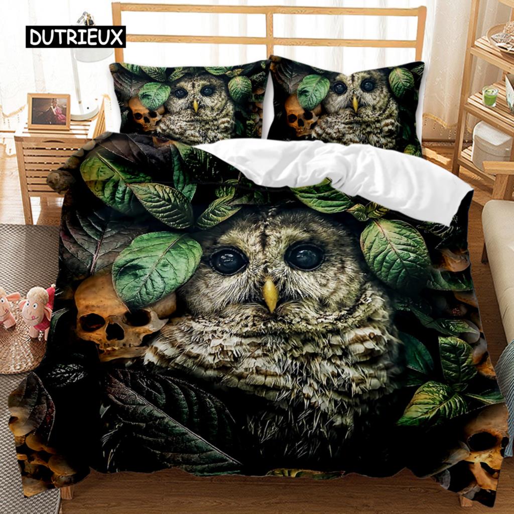 Owl Bedspread Cover Collection Adorable Owl for Kids Boys Girls Adorable Animal Bed Ensemble Bedclothes Full Size Queen Size King Size Size Polyester