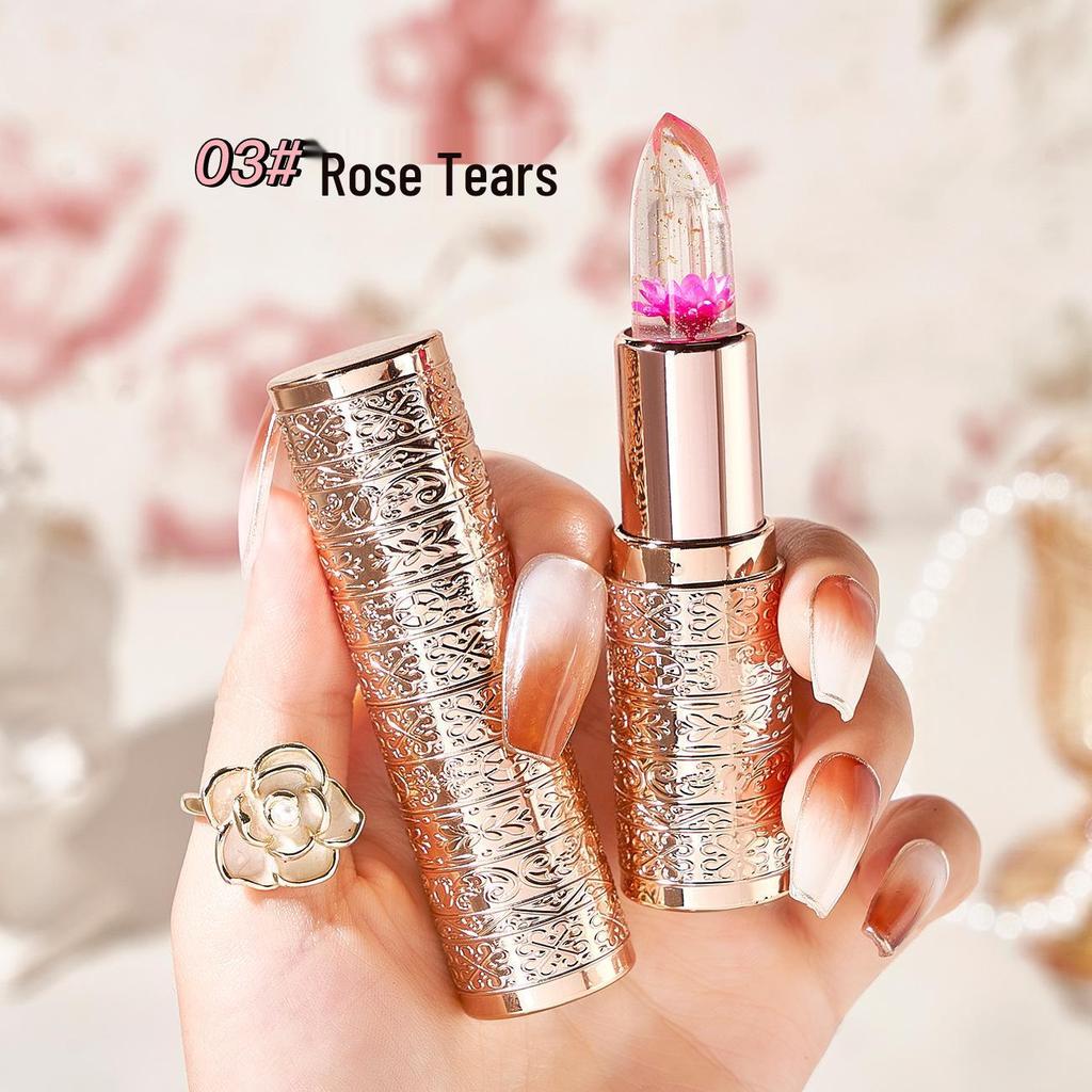 Color-Changing Flower Jelly Lipstick: Moisturizing, Long-lasting, Non-sticky, Non-fading, Temperature-sensitive Balm, Safe for Pregnant Women