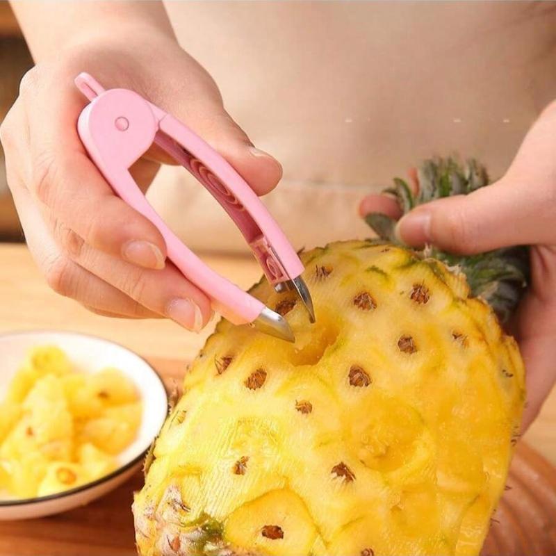 Удалитель глазков ананаса, заостренный клиппер для клубники, многофункциональная бытовая овощечистка для ананаса, удалитель плодоножки клубники и удалитель глазков. розовый