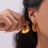 18K Gold Plated Titanium Steel Irregular Wing Earrings - Fashionable Retro Style for Women