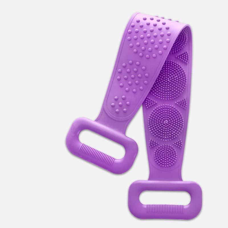 

Силиконовая мочалка для тела, душевая щетка, отшелушивающая щетка для ванны, пояс для спины, очиститель тела, чистящий ремешок, аксессуары для ванной комнаты, 1 шт. фиолетовый