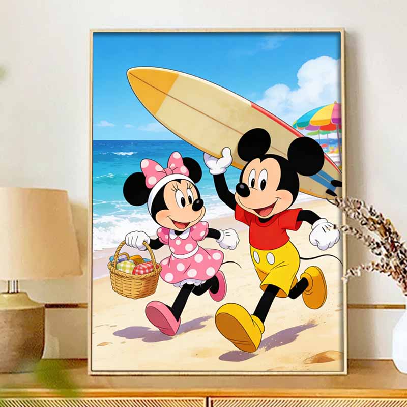 Disney DIY Diamond Painting 5d Full Diamond Cross Stitch Diamond Beach Seaside Summer Vacation Living Room Bedroom Decorative Painting