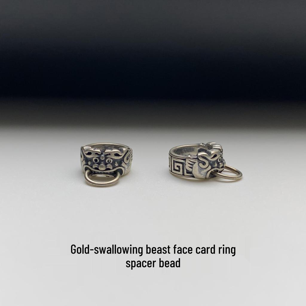 Colorful Retro Animal Face Bracelet with Biting Ring, Spacer Beads, Buri & Bodhi Seeds, Vajra Wenyuan Accessories