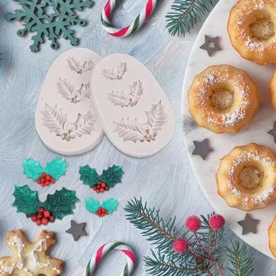 1pcs Christmas Silicone Mold Festival Party Garland Leaves Chocolate Candy Cake Decoration Accessories Kitchen Baking Gadgets