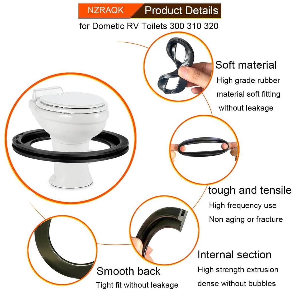 RV Toilet Seal, Flush Ball Seal Gasket Replacement 385311658 for Dometic 300/310/320, High-Grade Rubber, Toilet Seal Parts Solve The Leakage Problem,