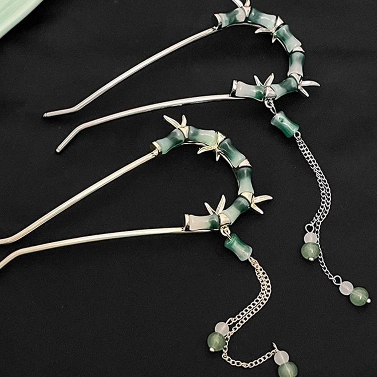 

Elegant Guofeng Bamboo Tassel U-Shaped Hairpin for Updo