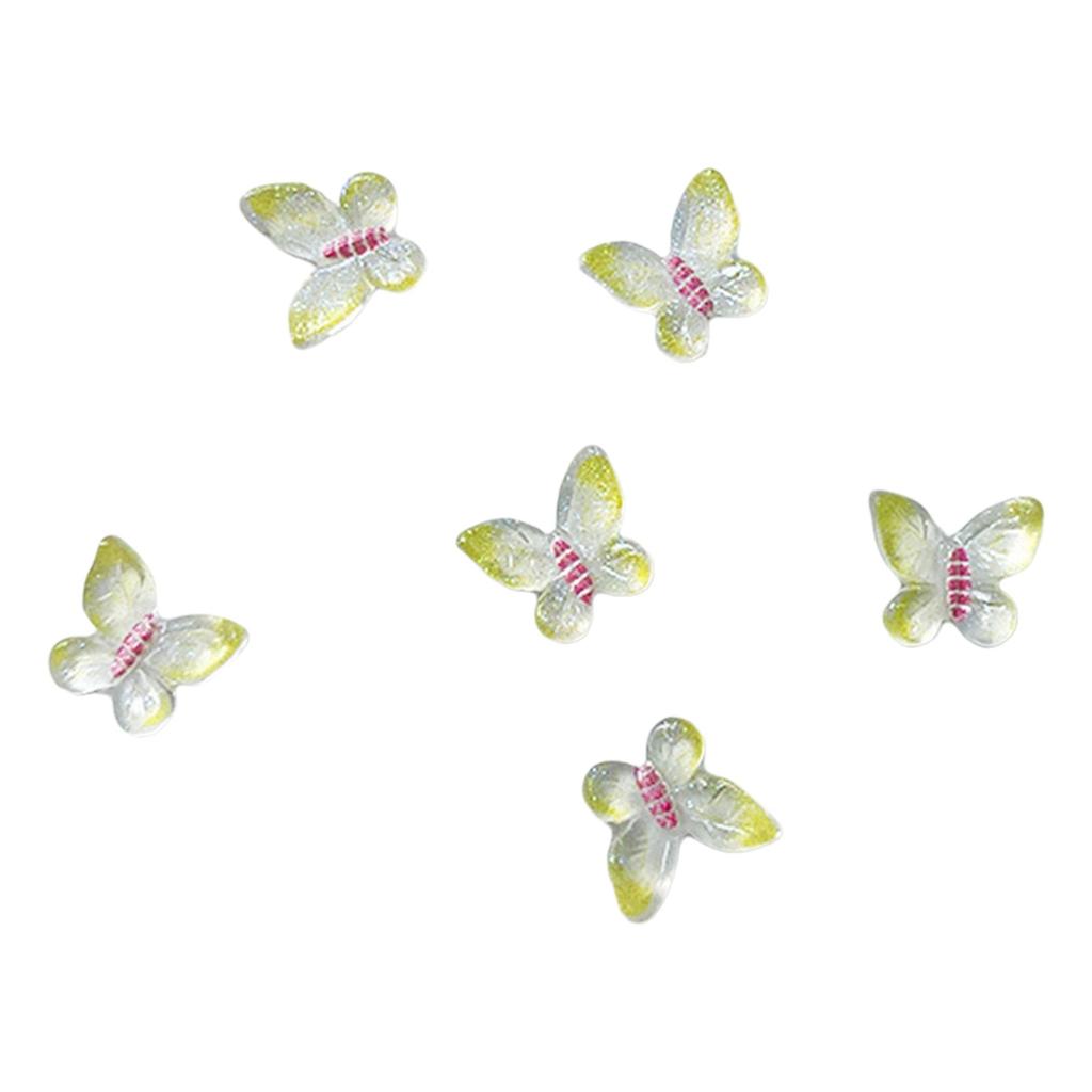 50pcs Resin Clear Candy Color Glitter Butterfly Nails Art Flat Back Rhinestones Appliques DIY Scrapbook Decor Crafts Accessories