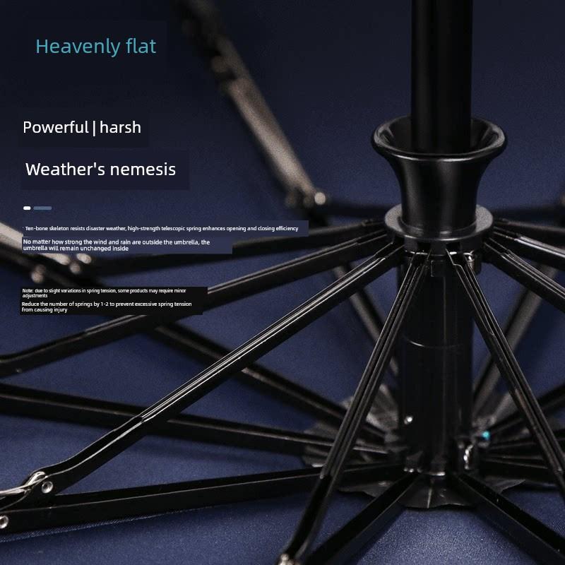Paradise Umbrella Fully Automatic Storm-Resistant Umbrella, Three-Fold, 10-Rib, Extra Large and Reinforced, One-Button Open/Close, Business Style