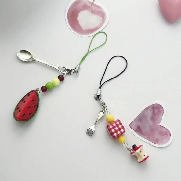 Artistics Watermelon Cheese Apples Phone Charm Keychain Sturdy Resin Craft for Bag Strap Accessories