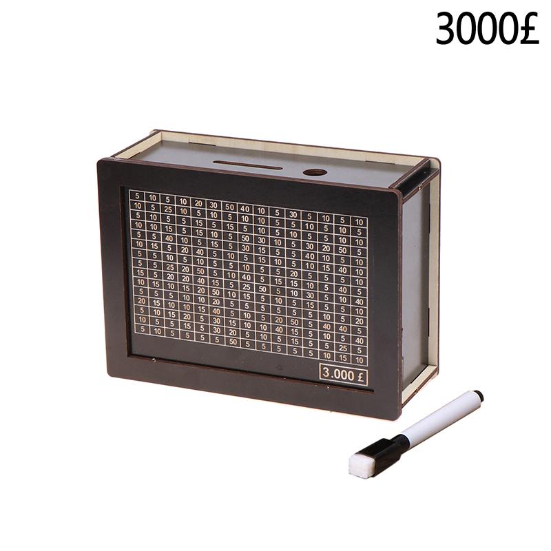 500/1000/2000/3000/5000/10 000 euro sparebøsse Sparegris Wood Money Bank Gjenbrukbar pengebøsse med sparemål og tallbokser