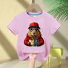 Cute Capybara Loves Bubble Tea Print Kids T-Shirt Summer Children's Pure Cotton Short-sleeved Casual Tops Boys and Girls Gifts