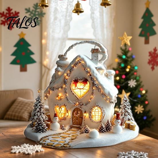 Winter Wonderland Table Decor Christmas Ornaments, Double-sided Acrylic Snowman/Santa Claus/Reindeer/Cottage Party Centerpieces Decorations
