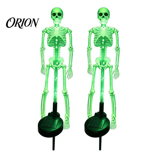 Weatherproof Seasonal Lawn Art Solar Skeleton Garden Stake Light, Halloween 3D Glowing Skull Yard Front Spooky Displays Decor with LED, Waterproof