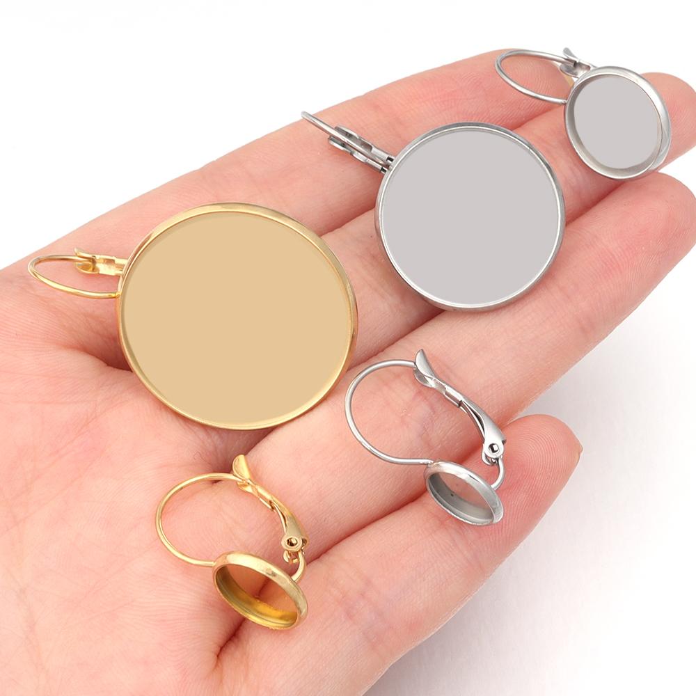 6 szt./partia Stal Nierdzewna Francuskie Kolczyki na Zaczepie Podstawki Pasujące do Kaboszonów Szklanych 8-25 mm, Cameo, Kolczyki DIY Moda Akcesoria