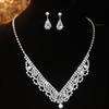 Zircon Bridal Jewelry Set Elegant Rhinestone Necklace Vintage Necklace Earring Set  Bridal