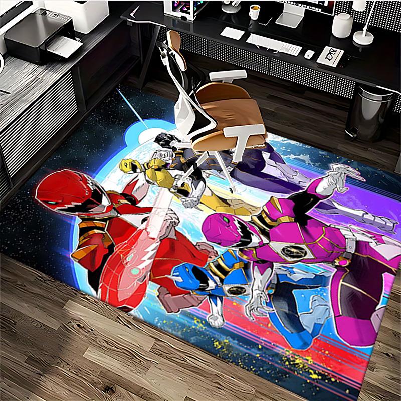 1pc Power Rangers Anime Cartoon Design Office Chair Mat Non-Slip Carpet for Home Decor, Living Room, Bedroom, Game Room - Perfect Gift for Fans!Y052