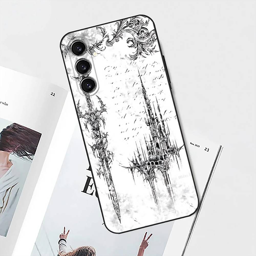 Gothic Cyber Sigil Cross Phone Case For Samsung S25,S24,S21,S22,S23,S30,Ultra,S20,Plus,Fe,Lite,Note,10 Black Soft Shell