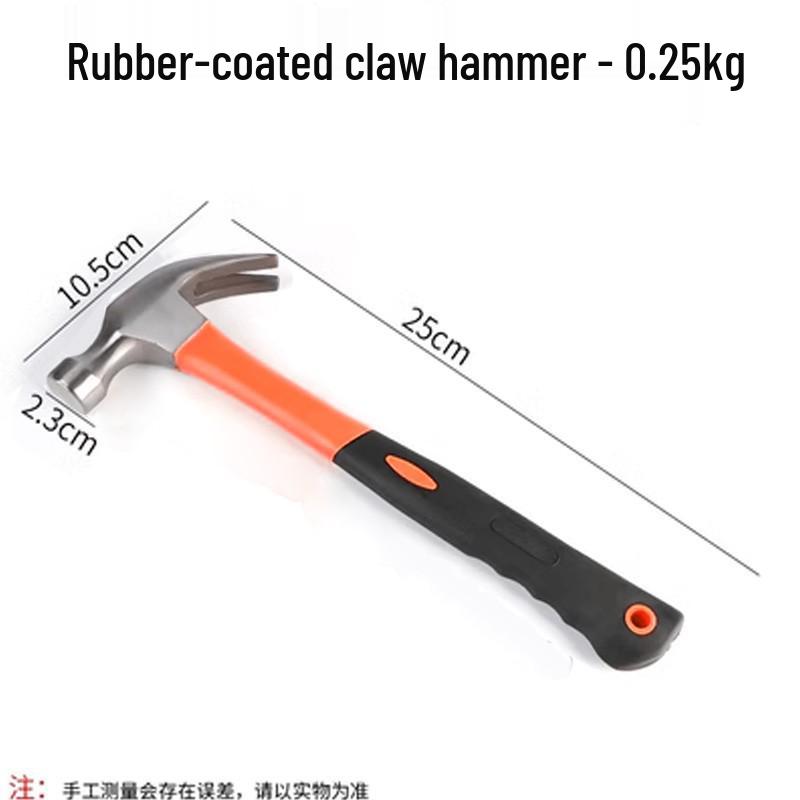Carbon Steel Claw Hammer with Fiber, Wood & Rubber-Coated Iron Handles