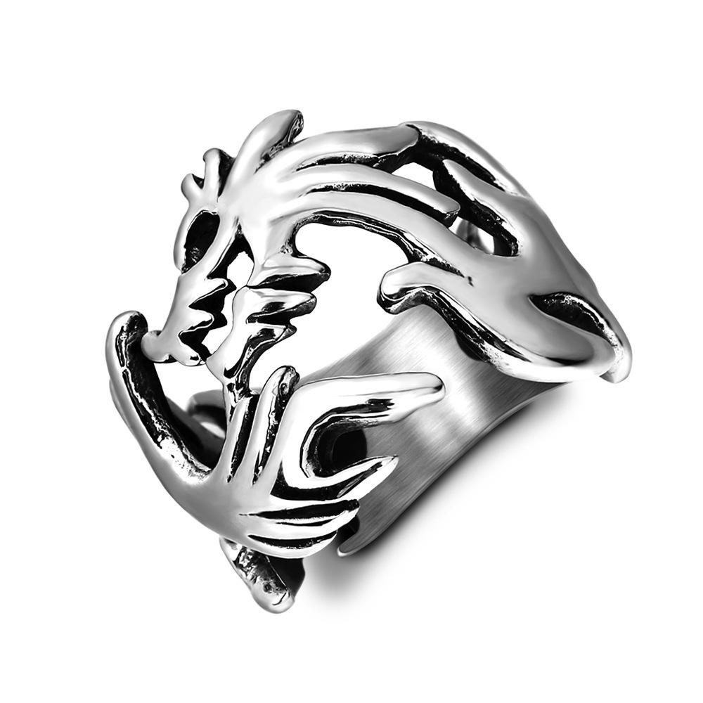 Guochao Ins Trendy Retro Dominance Dragon Ring: Chinese Style Titanium Steel Dragon Shape Size 11