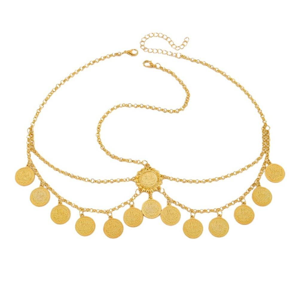 

Metal Egyptian Gold Head Chain Coin Tassel Design Headband Trendy Hair Chains Wedding