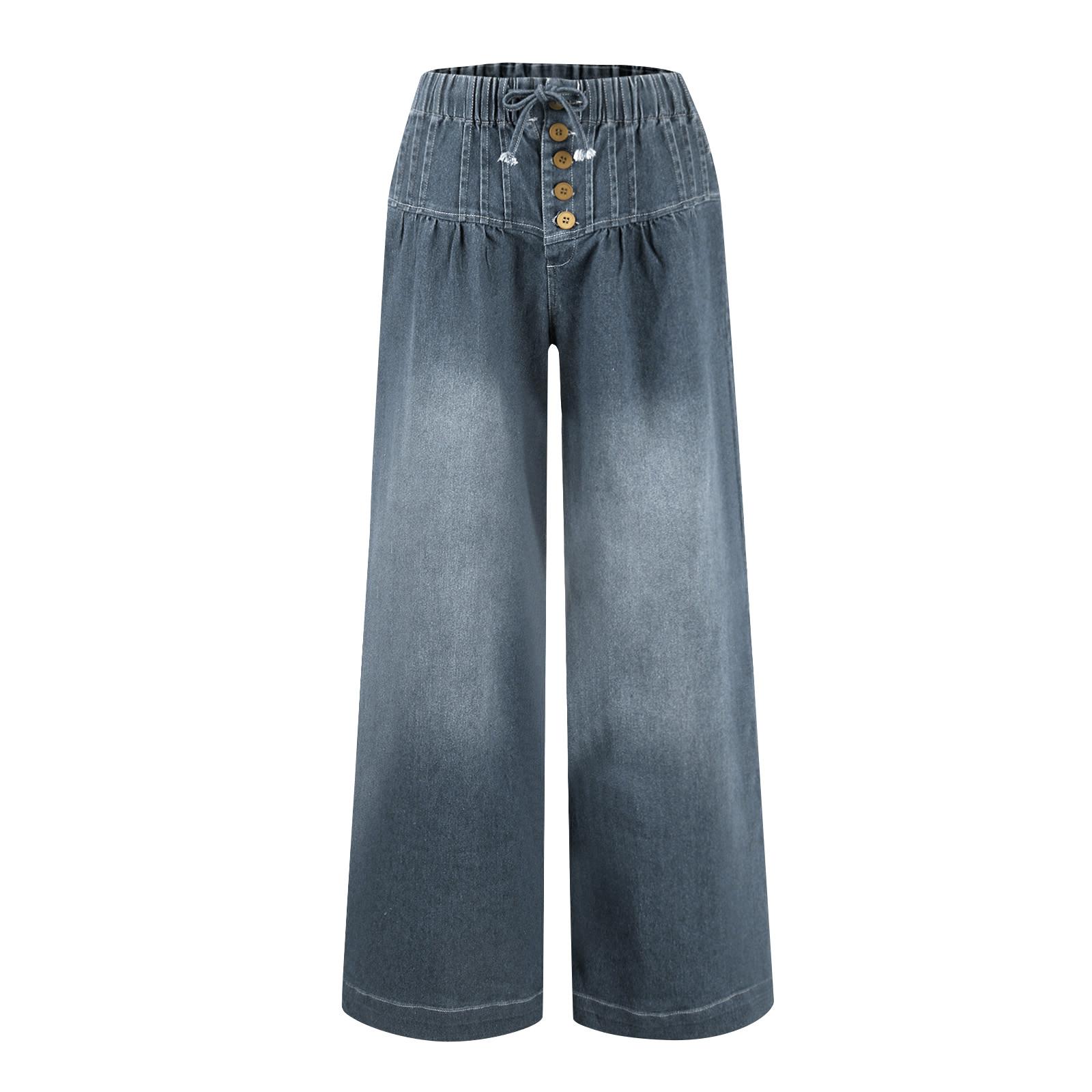 

Женские однотонные повседневные модные свободные джинсы с потертостями и поясом на средней талии XS светло-синий