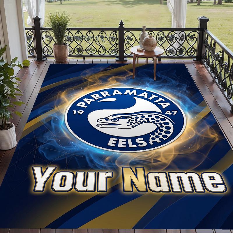 Custom Text Printed Rug Parramatta Eels Non Slip Floor Carpet For Home Room Decor