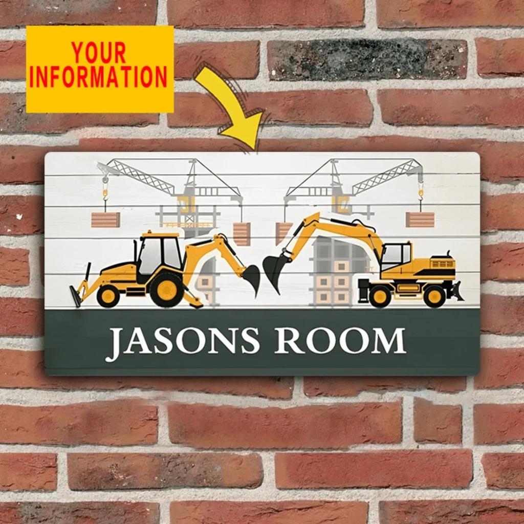 1pc Vintage Excavator Metal Sign Personalized Construction Wall Decor Waterproof Man Cave Bar Art 6x12 Inch