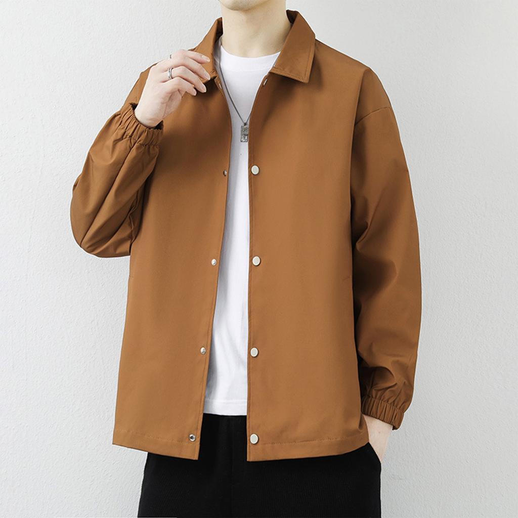 Men's Solid Color Lapel Jacket Couple's Casual Sports Long Sleeved Coat
