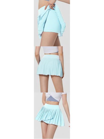 Nude Antibacterial Pleated Yoga & Running Skirt with Lining