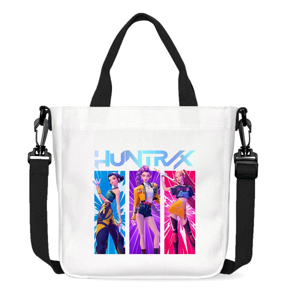 Kids Girls Kpop Hunters Derpy Rumi Zoey Mira Printed Student Lightweight Crossbody Bag Casual Canvas Shoulder Bags