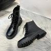 Women Ankle Boots Autumn New Woman Fashion British Style Black Casual PU Dress Shoes Female Motorcycle Boots