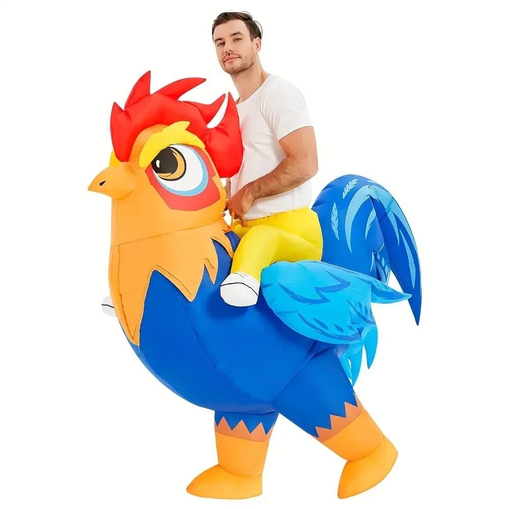 Inflatable Rooster Costume for Women Man Aldult Rooster Party Ride On Animal Blow Up Costumes Halloween