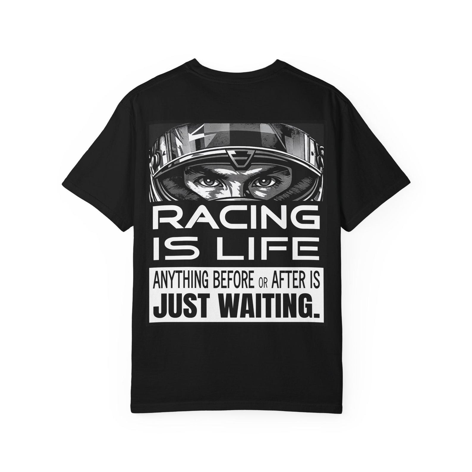 Racing Is Life graphic T-shirt | Racing Helmet Typography Tee 3XL