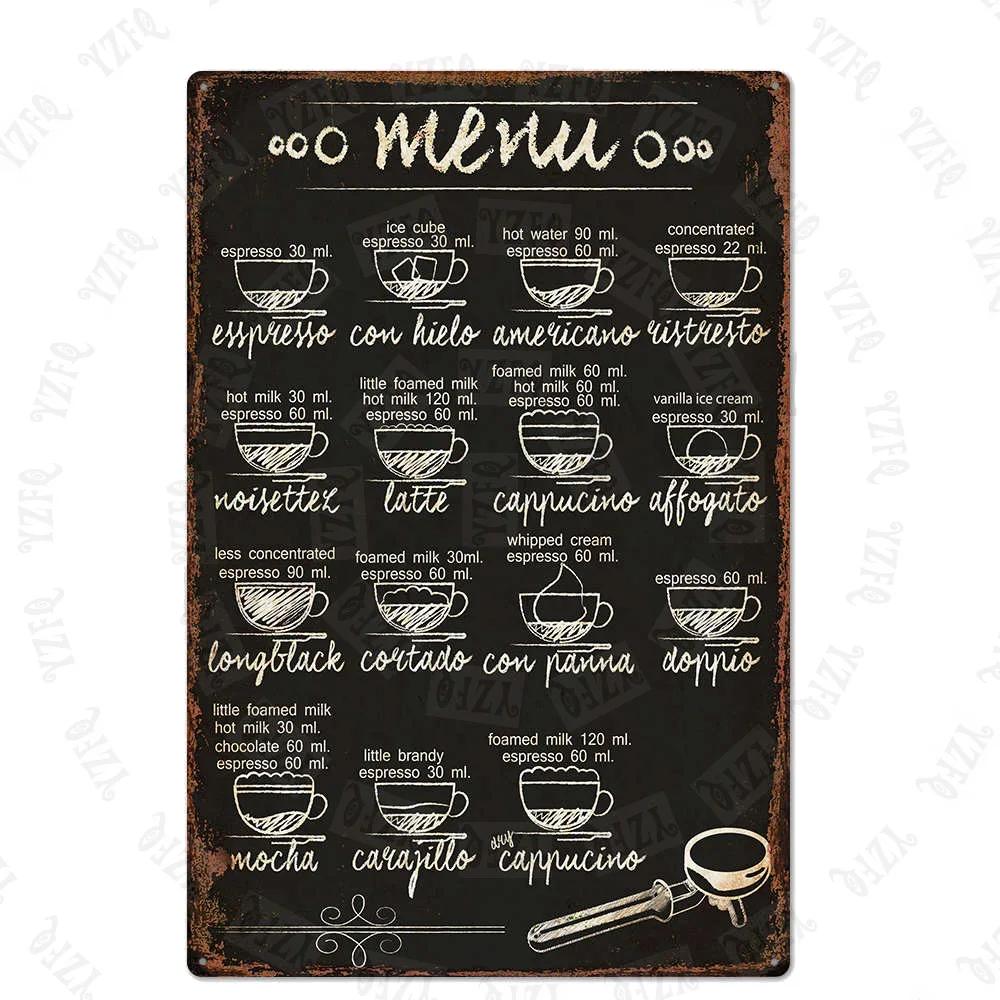 Chalkboard Art Coffee Menu Metal Sign Burger Bar Decorative Signs Wall kitchen Cafe Shop Home Art Craft Decor 30X20CM XP(947)A