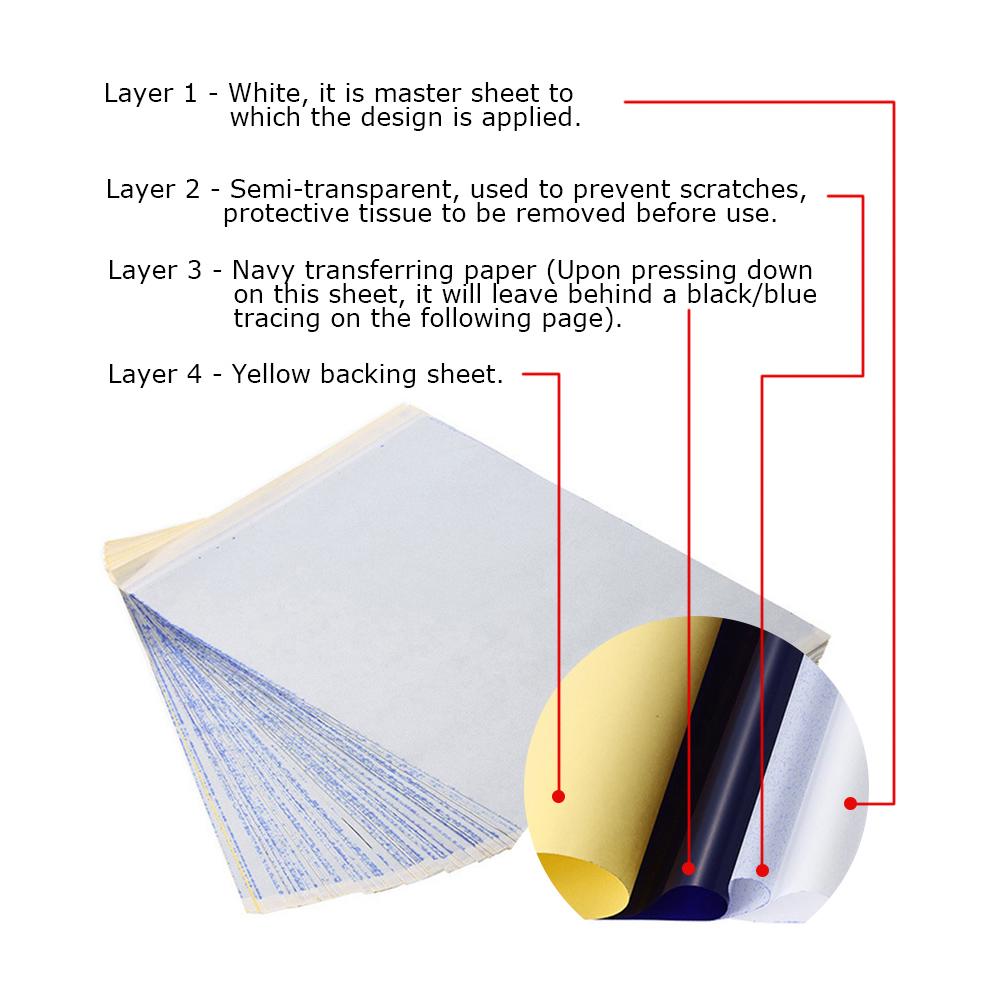 50 Sheets Tattoo Transfer Paper Tattooing   Tattoo Thermal Paper Transfer Stencil Paper Tattoo Paper for Tattoo Supplies Kit