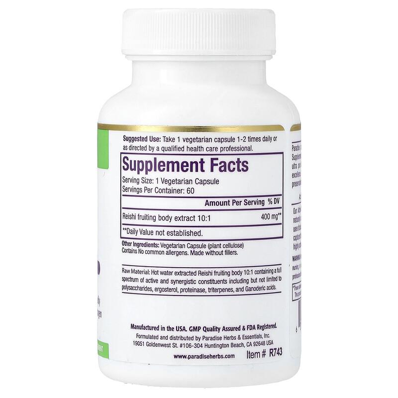 Reishi Extract, 60 Vegetarian Capsules (400 mg per Capsule)