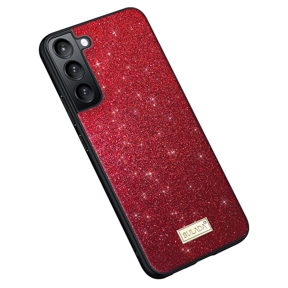 

SULADA For Samsung Galaxy S25+ Case PU Leather+PC+TPU Glitter Sequins Back Phone Cover Red