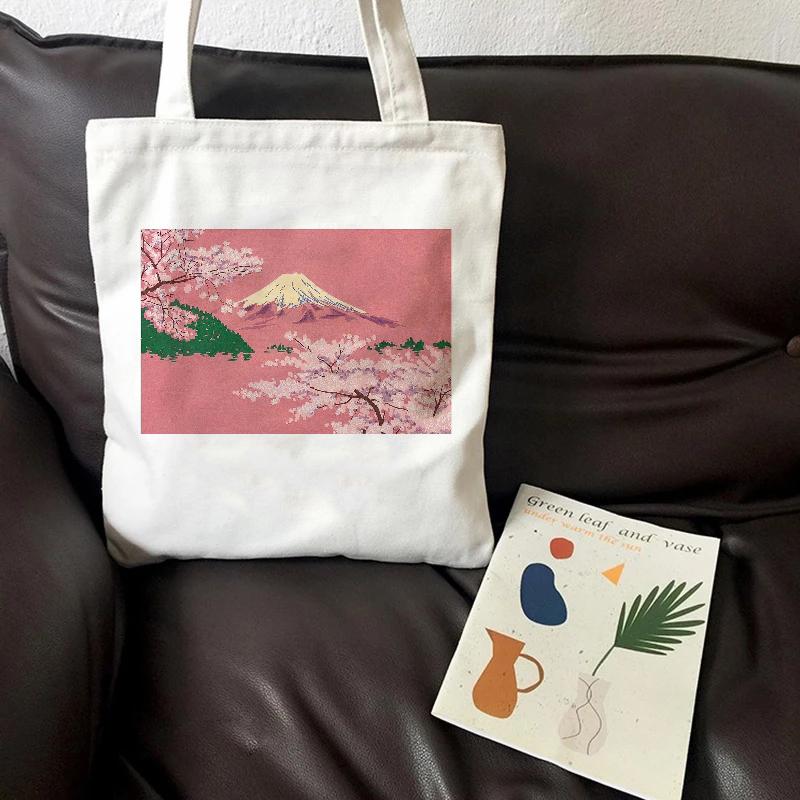 

Розовая художественная сумка для покупок для девочек, художественная картина маслом, графическая Холстовая сумка на плечо, милая женская сумка-тоут Harajuku Ulzzang в стиле гранж