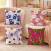 Colorful Pretty Flower Pillow Case Organic Short Plush Cushion Covers Breathable Washable WrinkleResistant