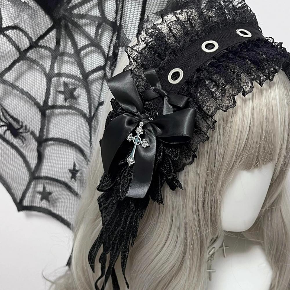 Steampunk Y2K Wing Headwear Bow Headband Lolita Gothic Dark Angel Headwear and Hair Accessories