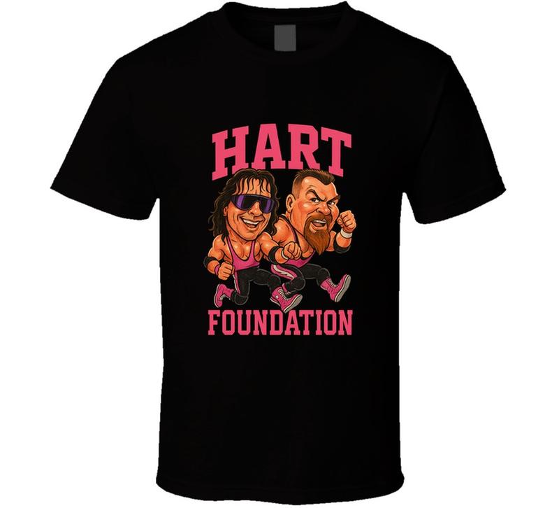 The Hart Foundation Tag Team Retro Wrestling Legend Caricature Unisex T-Shirt S