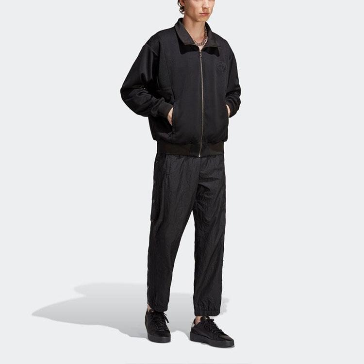 Adidas Solid Color High Collar Long Sleeve Jacket Men Outerwear Black IA2439