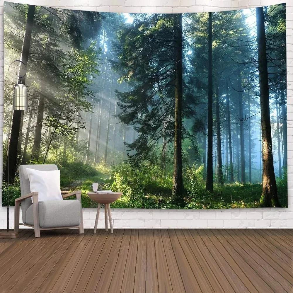 Wandteppich für Zuhause, Wanddekoration, Waldlandschaft, Landschaftsmuster, Hängetuch, Büro, Wohnzimmer