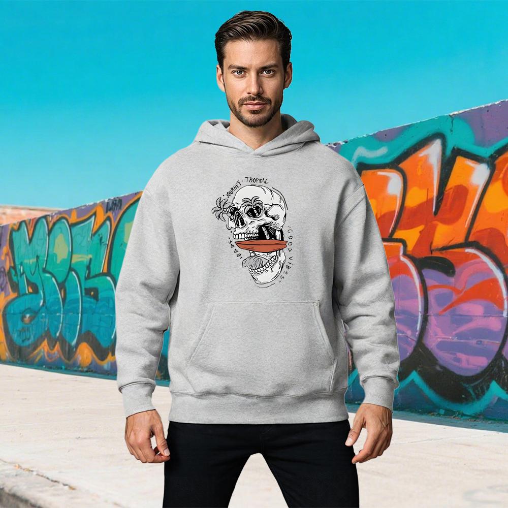 

Autumn Men s Sweatshirt Casual Loose Plus Size Funny Personalized Skull Pattern Print Round Neck Long Sleeved Hoodies Winter Top 3XL